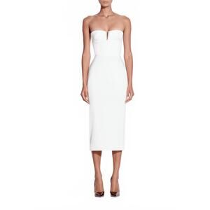 NEW ALEX PERRY strapless cup dress satin crepe midi dress in white